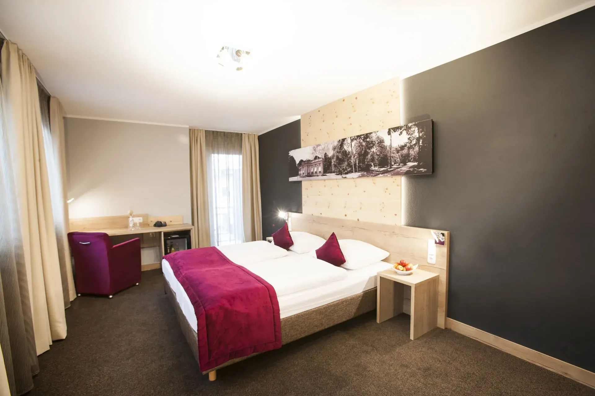 Modern boutique room with Swiss pine wood